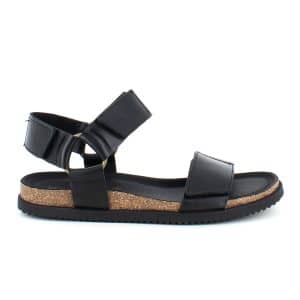 Nature sandal med velcroremme i sort læder - 36