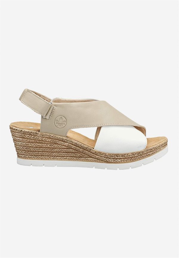 Sandal med hæl med justerbar velcrolukning