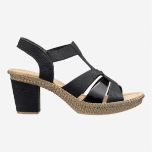 Sandal med hæl med dekorative remme