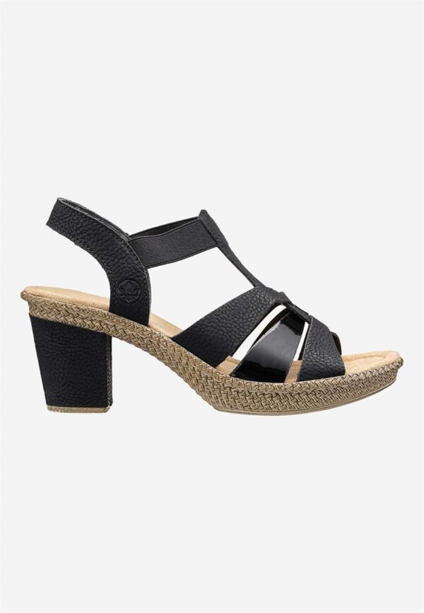 Sandal med hæl med dekorative remme